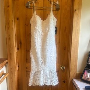 Guess White Sleeveless Spaghetti Strap Midi Dress